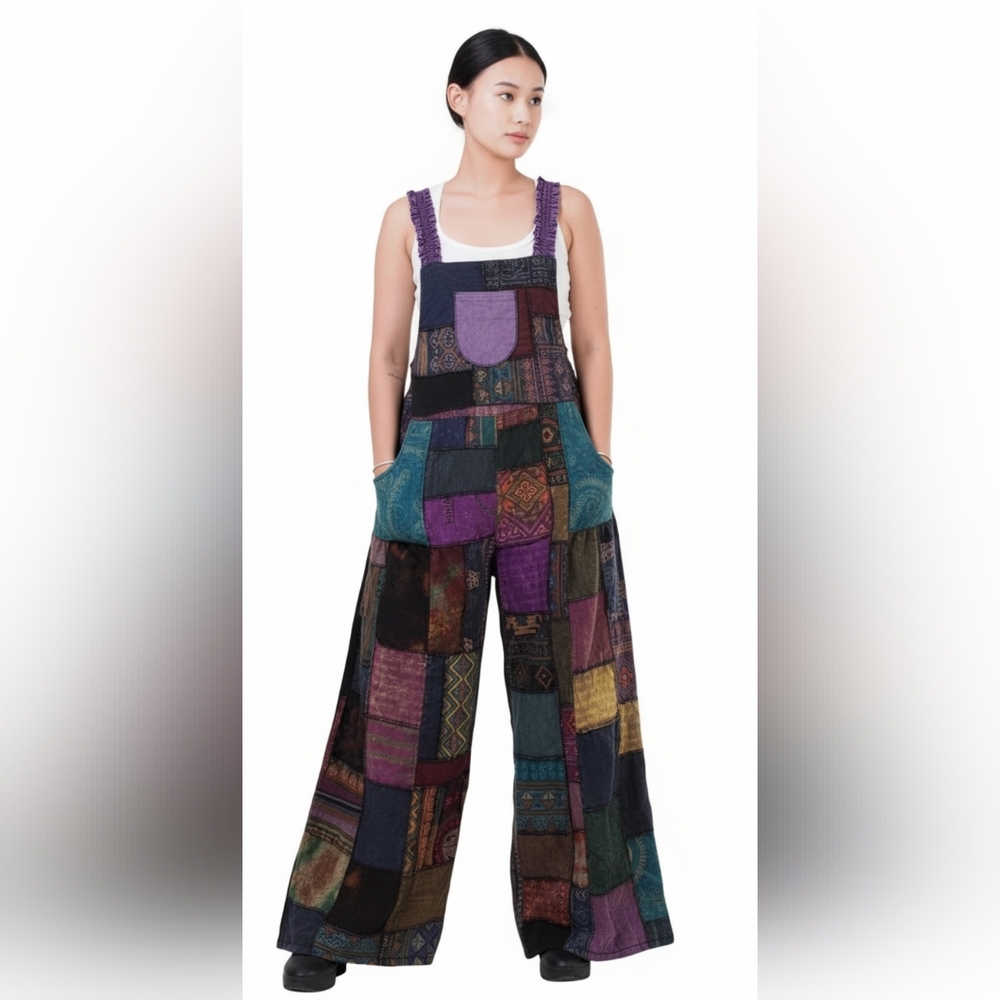 Kathmandu Multicolor Overdyed Patchwork Overall Junpsuit